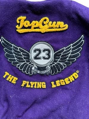 Top Gun Kids “The Flying Legend” Varsity Letterman Jacket – Size 12 Purple/Black - Thumbnail 4