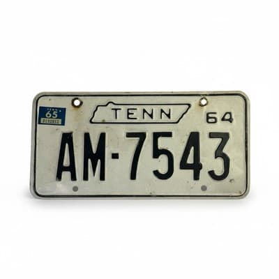 1964 Tennessee License Plate AM-7643 Collector Vintage Stamped 1965 - Image 1