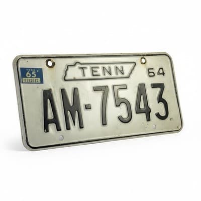 1964 Tennessee License Plate AM-7643 Collector Vintage Stamped 1965 - Thumbnail 2