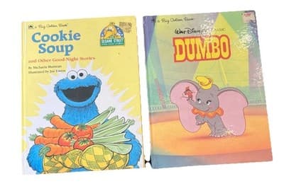 VTG Walt Disney’s Dumbo and Sesame Street Cookie Soup A Big Golden Book Lot of 2 - Image 1