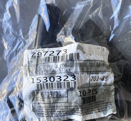 0.750" X 4.000" BLACK LONG CAP - 10/BAG - Thumbnail 2