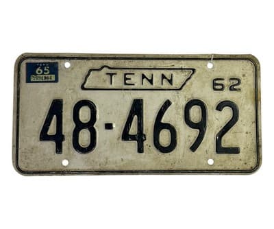 Vintage 1962 Tennessee License Plate Matching Pair Stamped 1965 48-4692 - Thumbnail 2