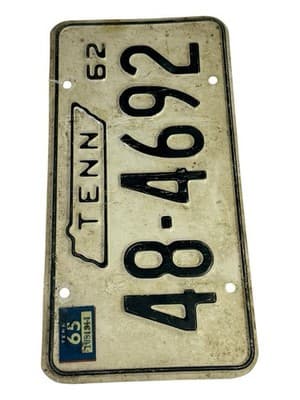 Vintage 1962 Tennessee License Plate Matching Pair Stamped 1965 48-4692 - Thumbnail 4