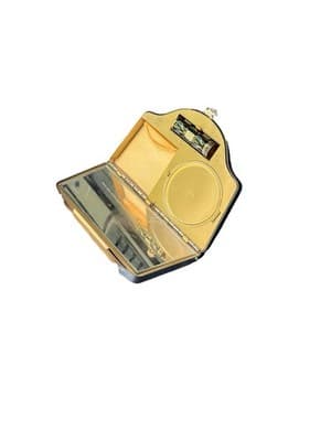 Vintage 1950's Volupte Brass Cosmetic Case Wirh Original Bag - Thumbnail 4