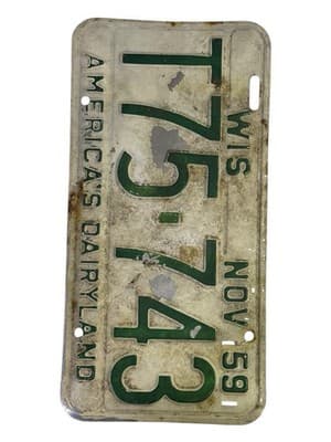 Matching Pair 1959 Wisconsin License Plates T75-743 America’s Dairyland - Thumbnail 5
