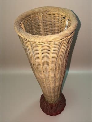 Vintage Wicker Umbrella Stand Cane Holder Weighted Base 28” Tall - Thumbnail 4
