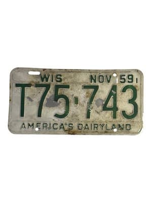Matching Pair 1959 Wisconsin License Plates T75-743 America’s Dairyland - Thumbnail 3