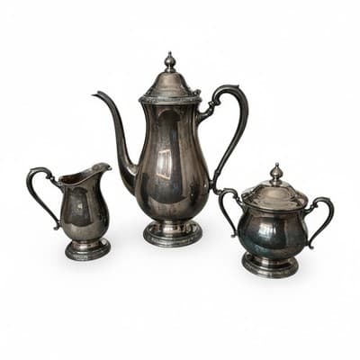 Vintage Camille International Silver Co Silverplate 3pc Coffee Set Tarnished - Image 1