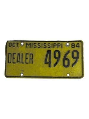 Vintage 1984 Mississippi Dealer License Plate 4969 - Image 1
