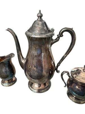 Vintage Camille International Silver Co Silverplate 3pc Coffee Set Tarnished - Thumbnail 6