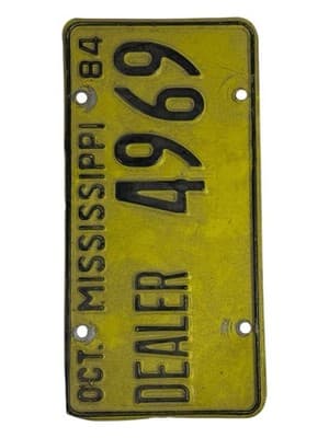 Vintage 1984 Mississippi Dealer License Plate 4969 - Thumbnail 2