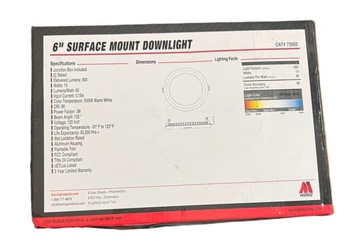Morris Lighting Products 72682 6 inch CCT Tunable 15W Flush Lens LED Downlight - Thumbnail 2
