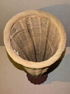 Vintage Wicker Umbrella Stand Cane Holder Weighted Base 28” Tall - Thumbnail 2