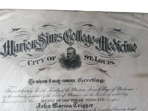 Antique 1899 Marion Sims College MD Diploma - Framed, Rare Collectible - Thumbnail 3