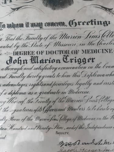 Antique 1899 Marion Sims College MD Diploma - Framed, Rare Collectible - Thumbnail 2