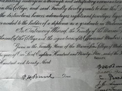 Antique 1899 Marion Sims College MD Diploma - Framed, Rare Collectible - Thumbnail 9