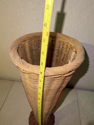 Vintage Wicker Umbrella Stand Cane Holder Weighted Base 28” Tall - Thumbnail 6