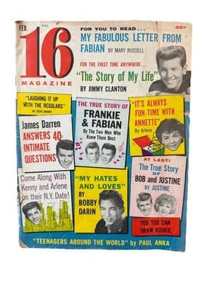 16 Magazine Feb & Aug 1960 Fabian Jimmy Clanton Bobby Darin James Lot of 2 - Thumbnail 2