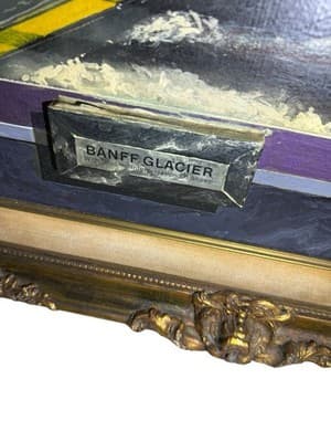 W. Vaughn Banff Glacier Sheep Surreal Oil Painting 55x31 Framed - Thumbnail 2
