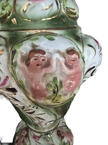 Vintage Capodimonte Figural Porcelain Cherub Putti Lamp Base Made In Italy - Thumbnail 3