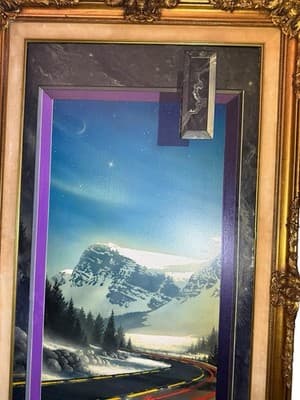 W. Vaughn Banff Glacier Sheep Surreal Oil Painting 55x31 Framed - Thumbnail 6