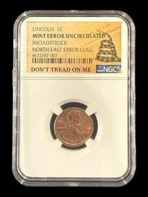 1994 Lincoln Cent Broadstruck Mint Error NGC Uncirculated Copper Penny - Image 1