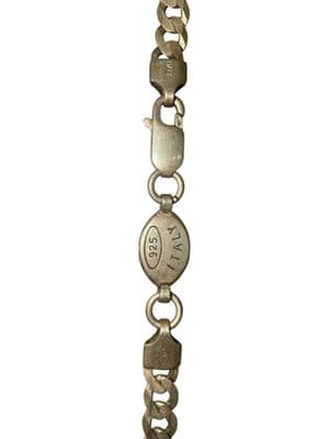 Sterling Silver 925 Italy Large Curb Link Chain Necklace Lobster Clasp - Thumbnail 6