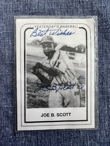 Joe B. Scott Autographed Negro League Baseball Card ‘Yesterday’s Baseball’ Rare - Image 1