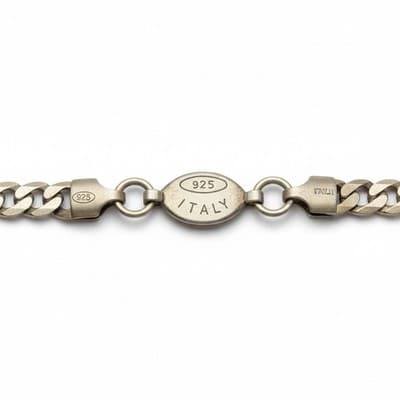 Sterling Silver 925 Italy Large Curb Link Chain Necklace Lobster Clasp - Thumbnail 3
