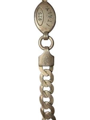 Sterling Silver 925 Italy Large Curb Link Chain Necklace Lobster Clasp - Thumbnail 4