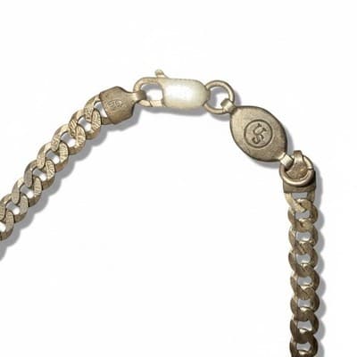 Sterling Silver 925 Italy Large Curb Link Chain Necklace Lobster Clasp - Thumbnail 2