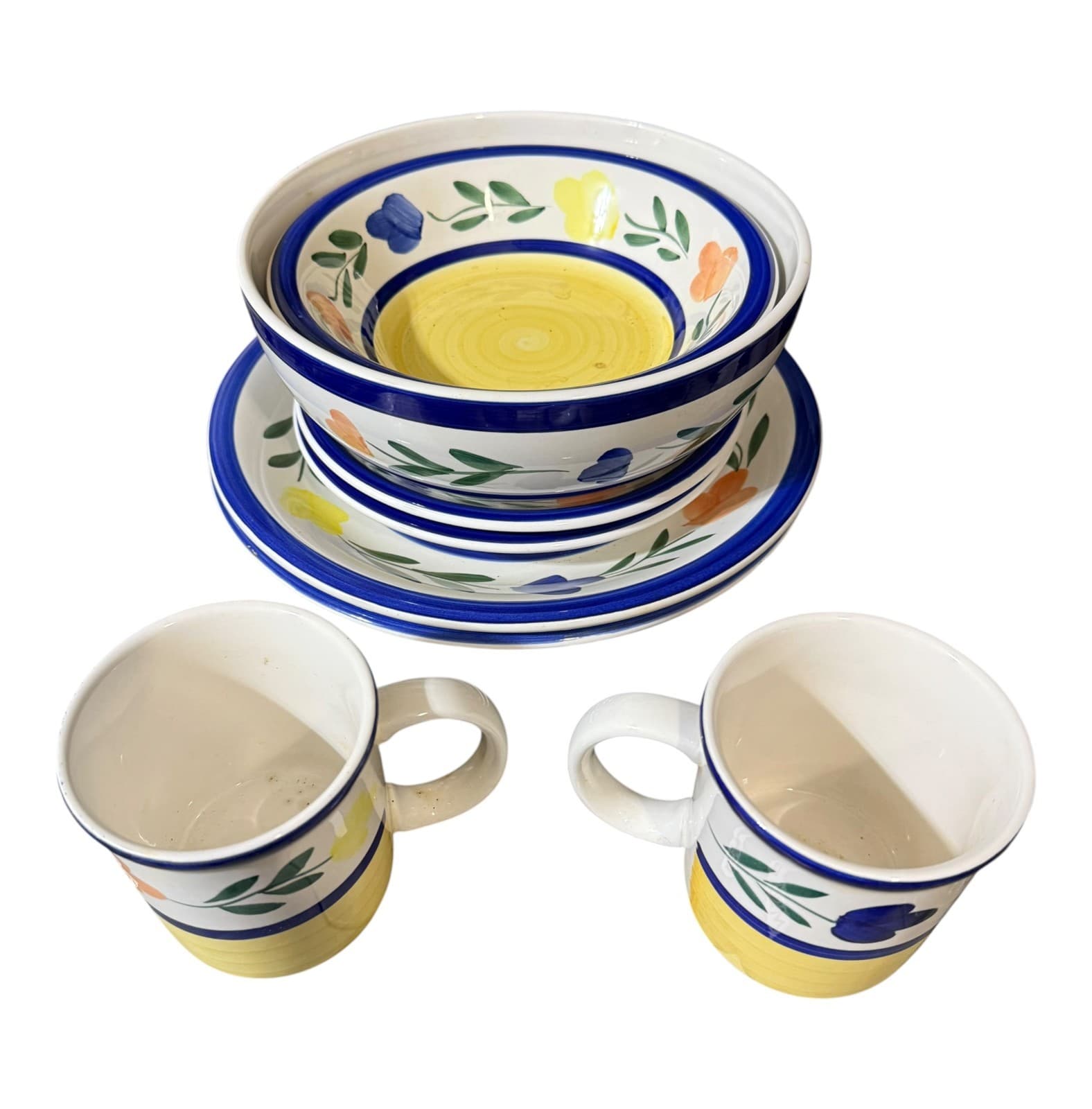 Vintage Gibson Dahlia Housewares Ceramic Hand Painted Floral Dinnerware Set 8pc - Image 1