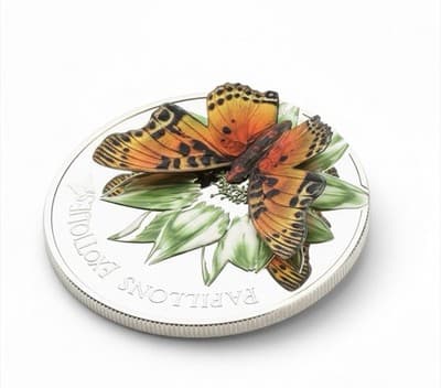 2011 Cameroon 1000 Francs Charaxes Fournierae 3D Butterfly Silver Proof Coin - Thumbnail 2