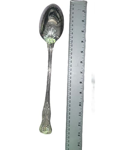 Vintage 13-Inch Silver Plated Spoon with Italy Hallmark - Ornate Design - Thumbnail 3