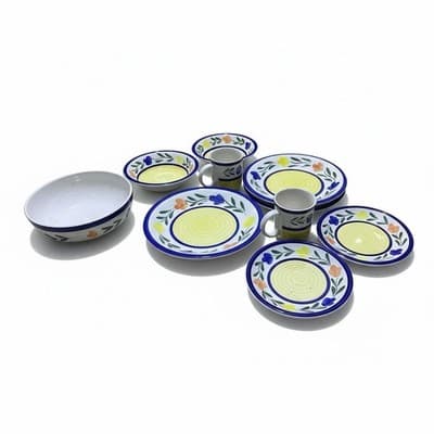 Gibson Designs Dahlia 9 Pc Dinnerware Set Plates Bowls Mugs Yellow Floral - Thumbnail 2