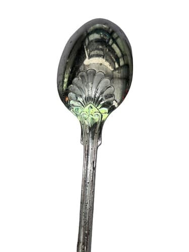 Vintage 13-Inch Silver Plated Spoon with Italy Hallmark - Ornate Design - Thumbnail 4