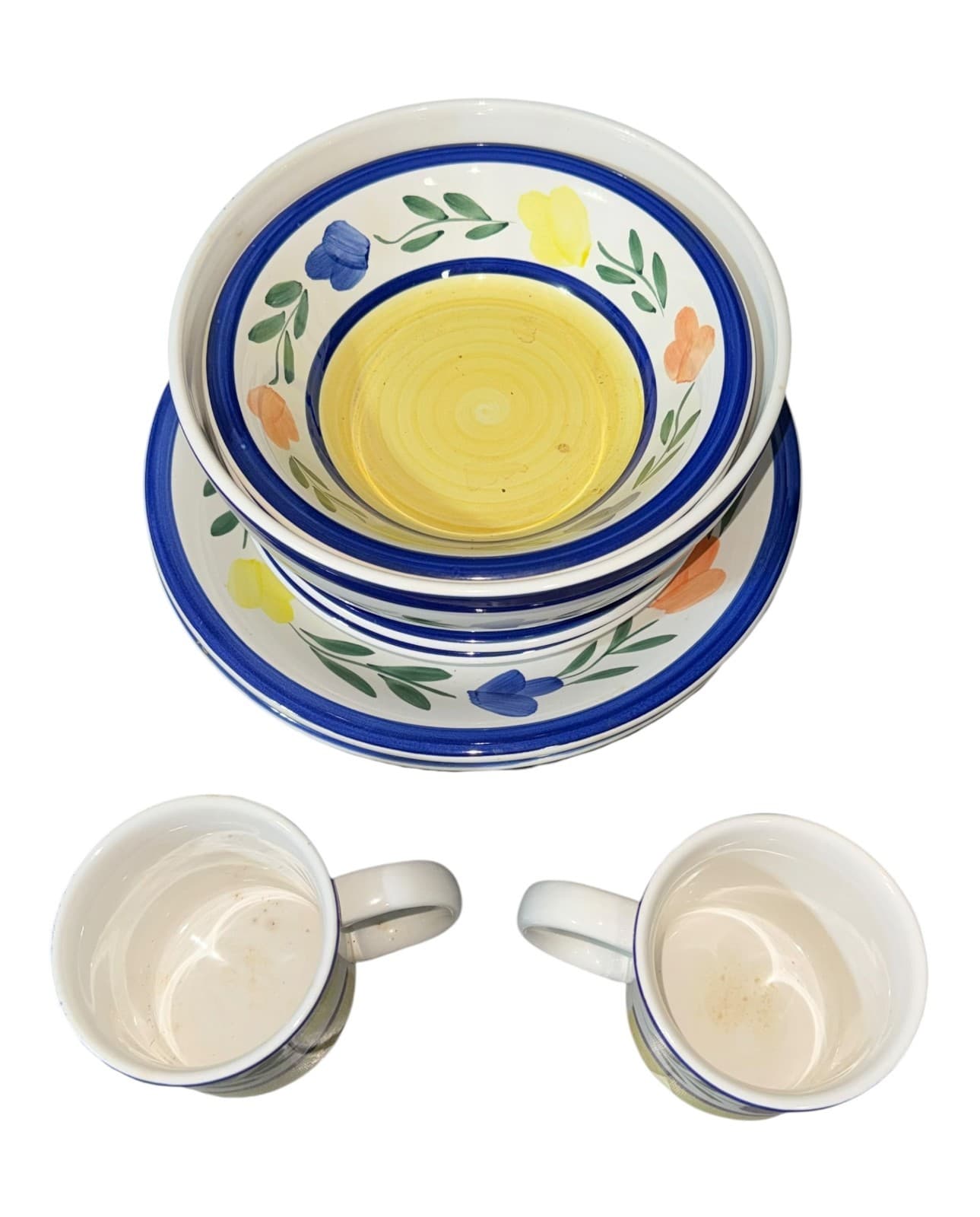 Vintage Gibson Dahlia Housewares Ceramic Hand Painted Floral Dinnerware Set 8pc - Thumbnail 3