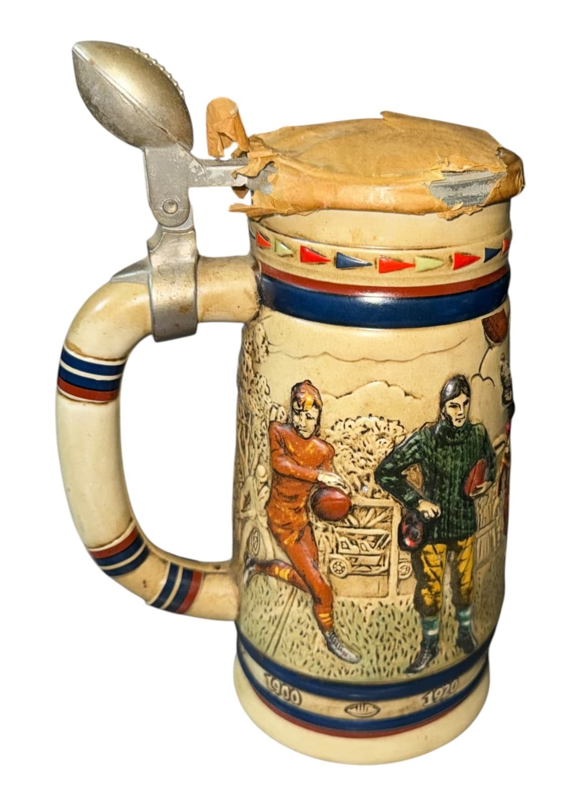 1983 Avon Great American Football Brazil Handcrafted Ceramarte Beer Stein & Lid - Thumbnail 3