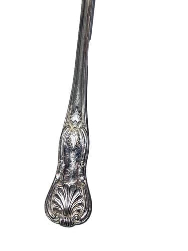 Vintage 13-Inch Silver Plated Spoon with Italy Hallmark - Ornate Design - Thumbnail 2