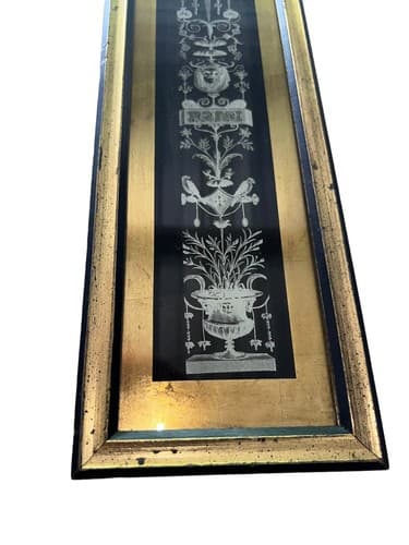 Antique Neoclassical Ornamental Framed Print, Gold Trim, Decorative Wall Art - Thumbnail 4