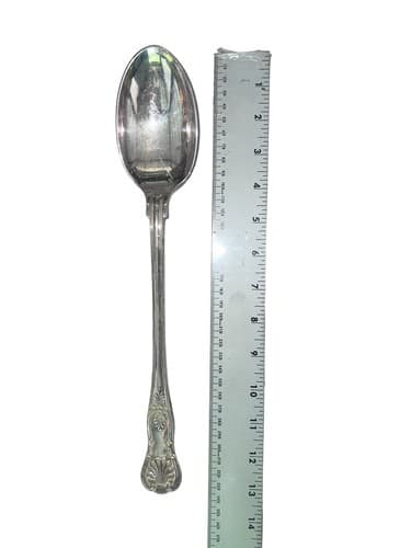 Vintage 13-Inch Silver Plated Spoon with Italy Hallmark - Ornate Design - Image 1