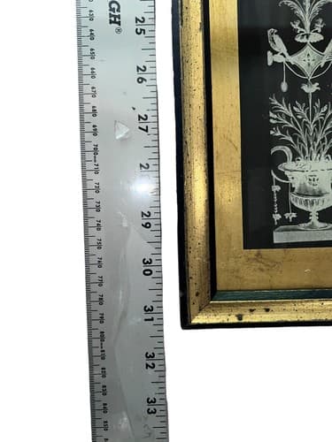 Antique Neoclassical Ornamental Framed Print, Gold Trim, Decorative Wall Art - Thumbnail 6