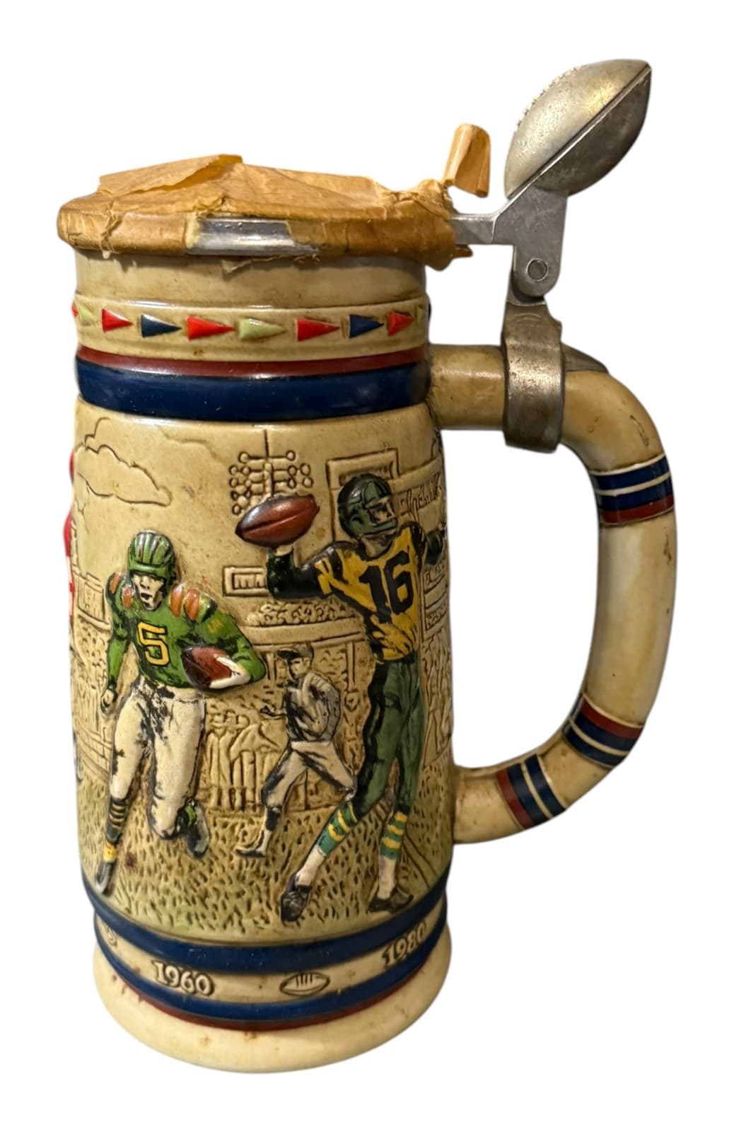 1983 Avon Great American Football Brazil Handcrafted Ceramarte Beer Stein & Lid - Thumbnail 2