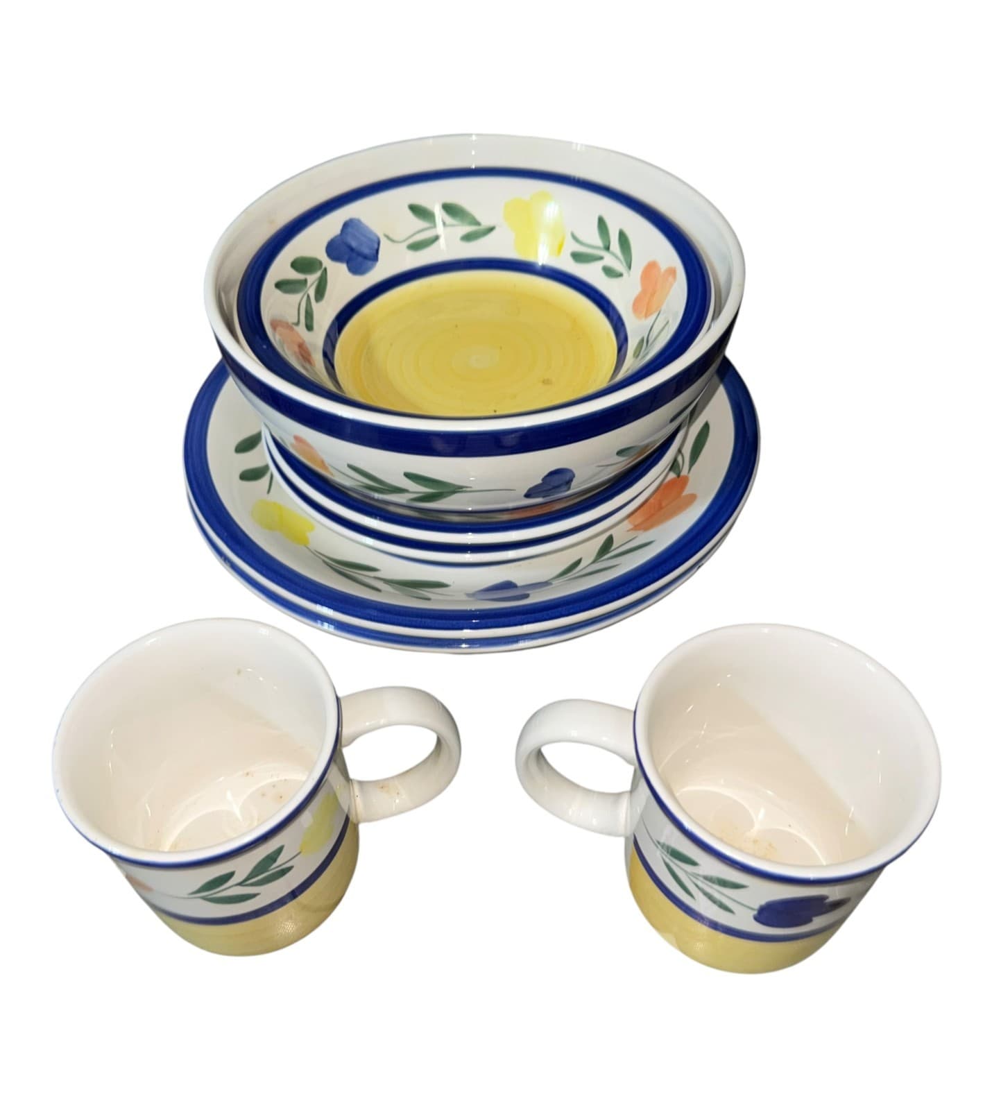 Vintage Gibson Dahlia Housewares Ceramic Hand Painted Floral Dinnerware Set 8pc - Thumbnail 2