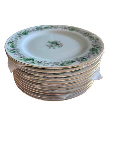 Set Of 11 Vintage Pearl China Saucers, Floral Design, Made in Japan - Thumbnail 5