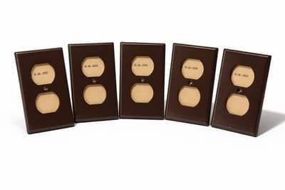 5 Vintage Leviton Bakelite Duplex Outlet Wall Plates Brown No 85003 - Image 1