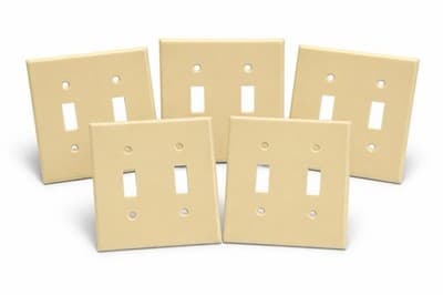 5 Vintage Leviton 86009 Ivory Bakelite 2-Gang Toggle Switch Plates NOS - Image 1