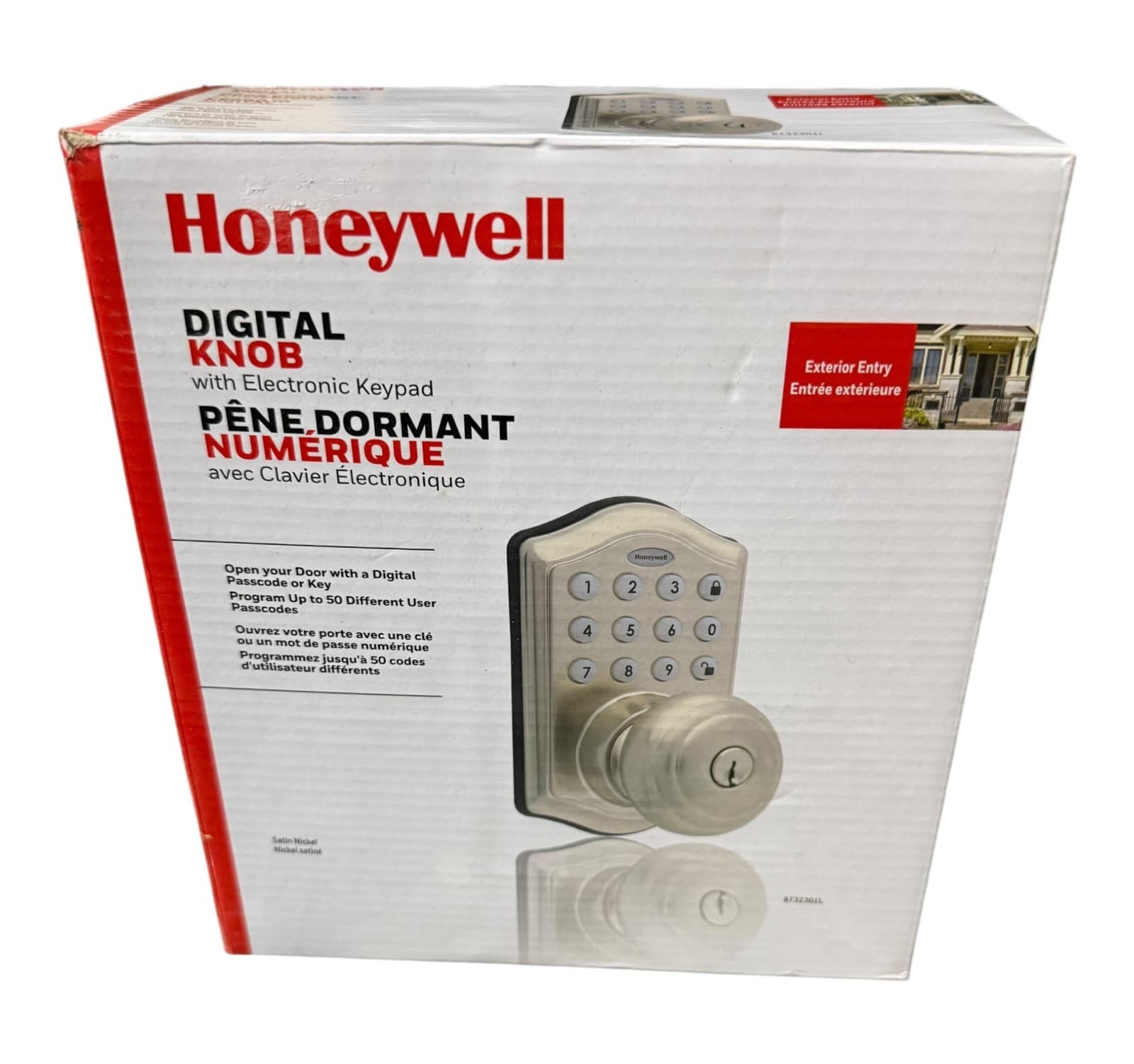 Honeywell 8732301L Digital Knob Entry Keypad Door Lock Satin Nickel "Open Box" - Thumbnail 3