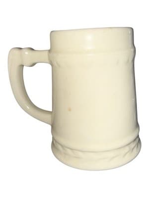 Vintage Marbled Beer Stein Ivory Gray Ceramic German Style Oktoberfest Mug - Thumbnail 3