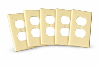 Lot of 5 Vintage Leviton Bakelite Duplex Receptacle Wall Plates Ivory - Image 1